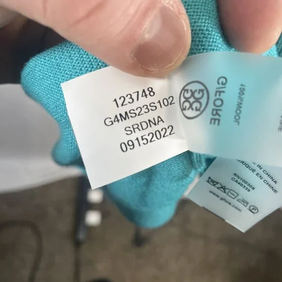 G/FORE Sweater Merino Wool Men’s Large Turquoise Preppy Golf NWT